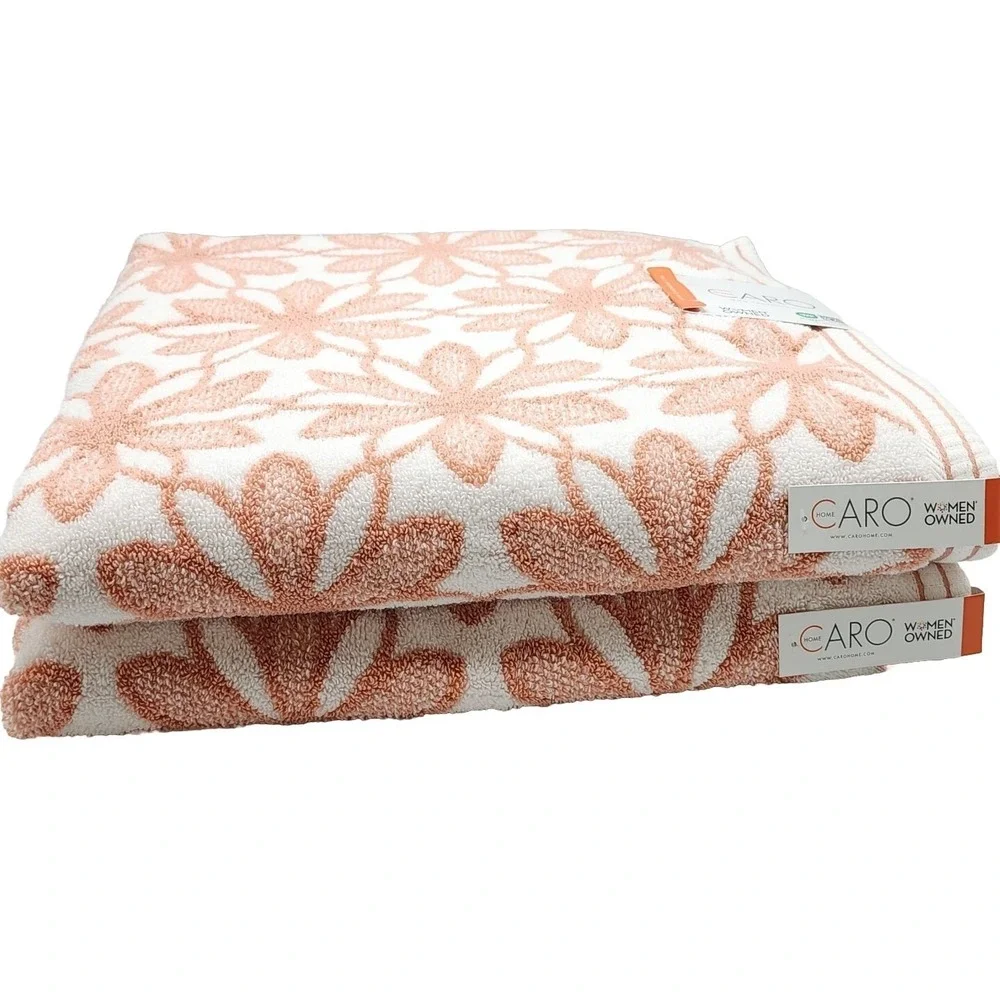 Caro Home Daisy Days Floral Cotton Towel Set 6pc Warm Clay Rose Fall Harvest